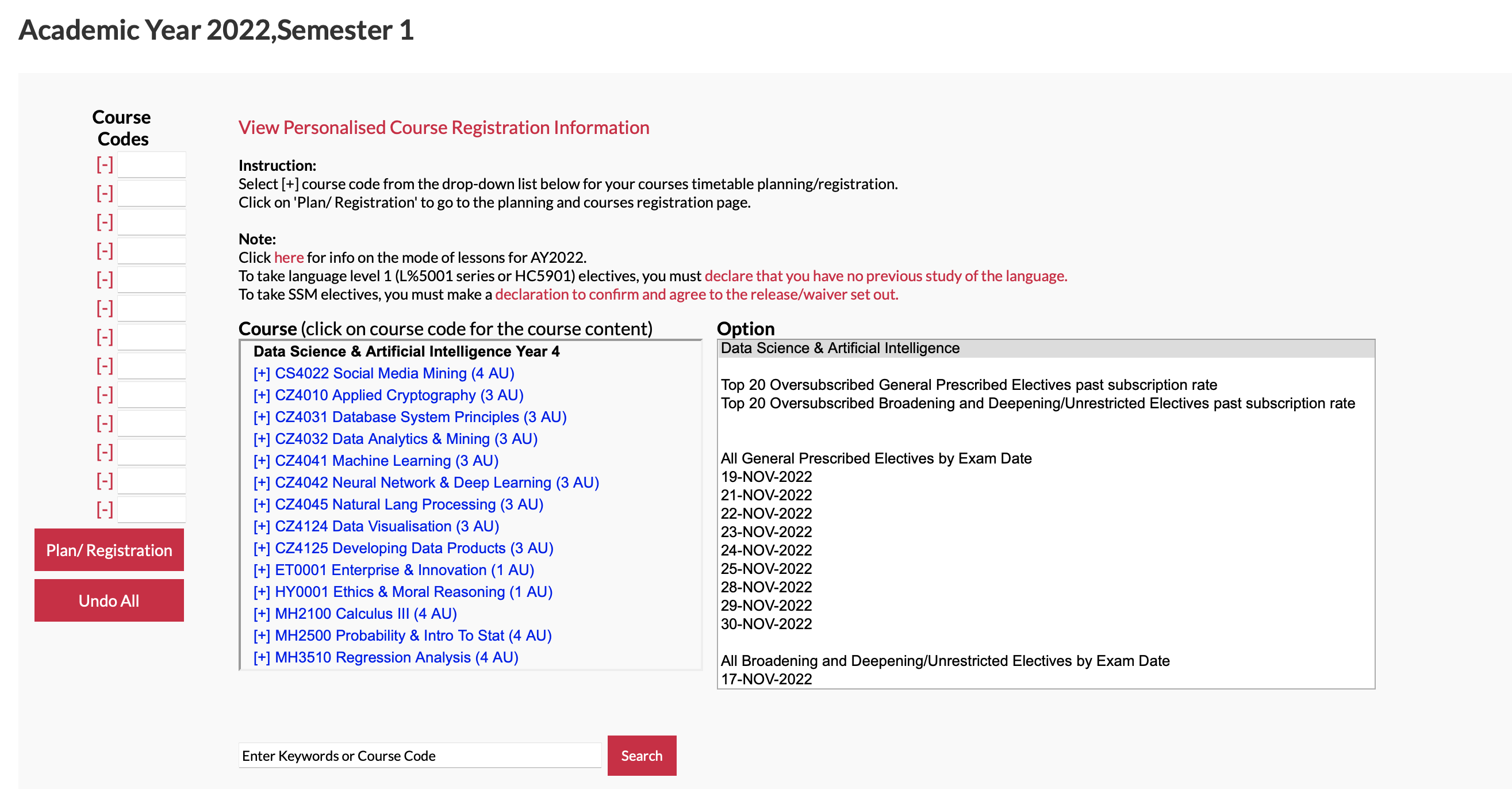 Course Selection